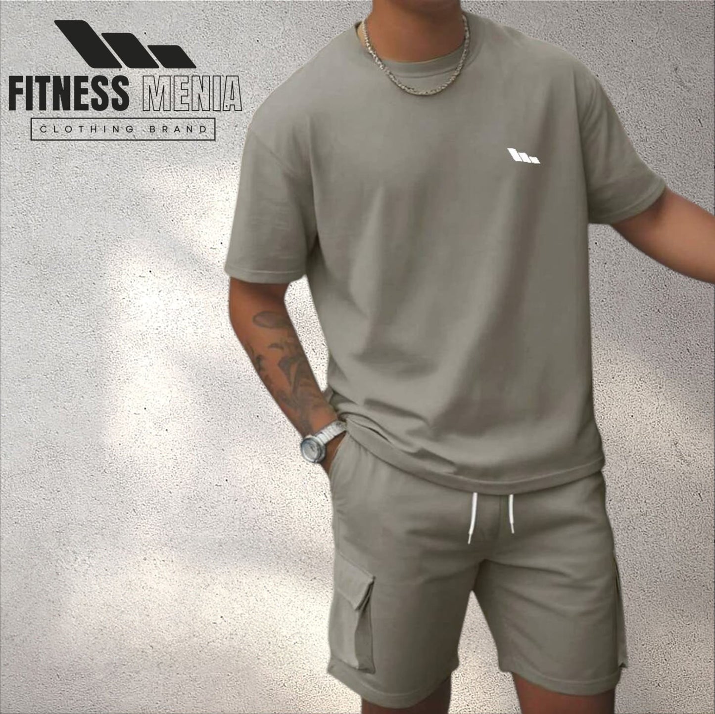 Casual T-Shirt and Waist Cargo Pocket Shorts Set