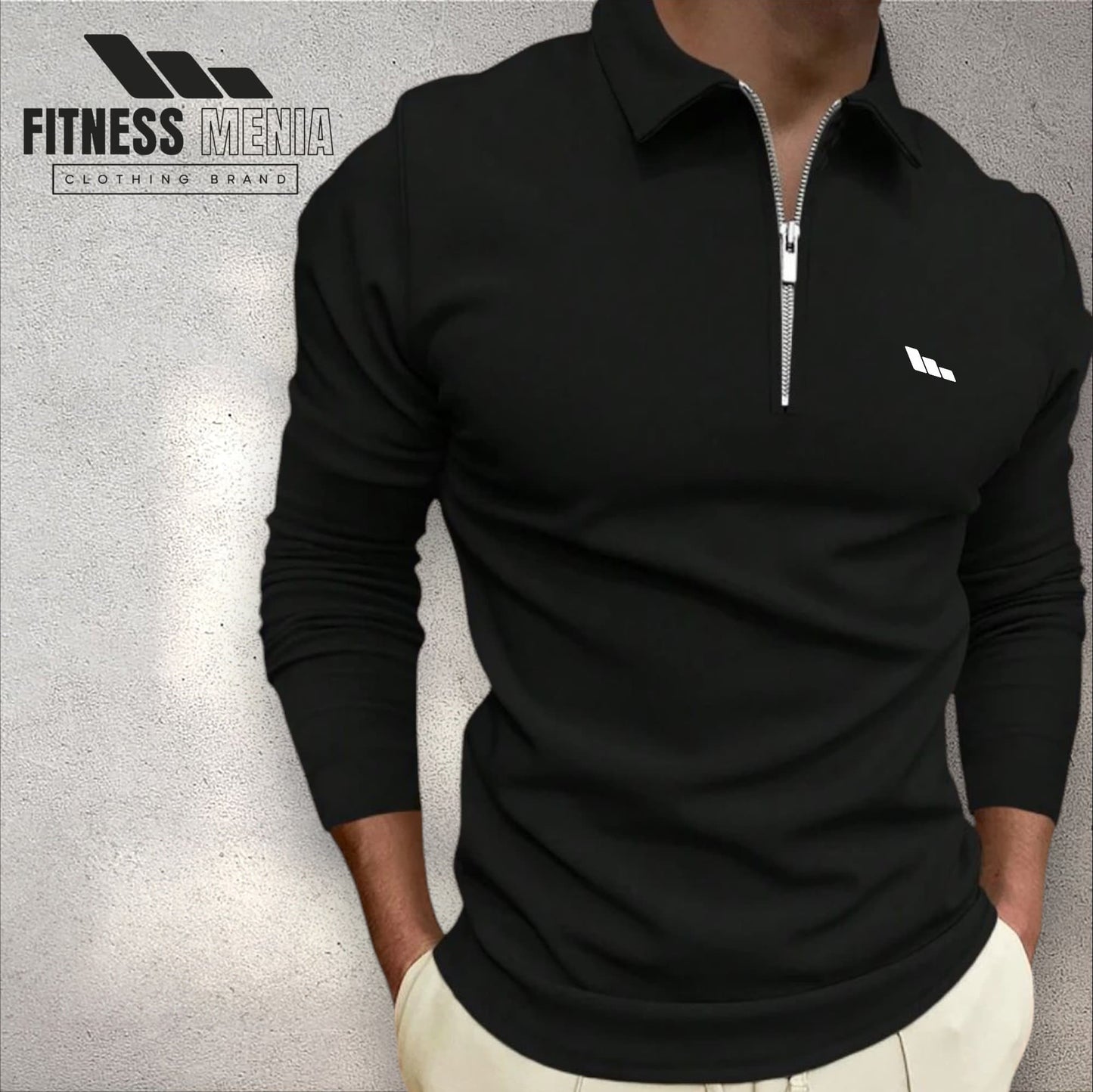 Black Long Sleeve Polo Shirt