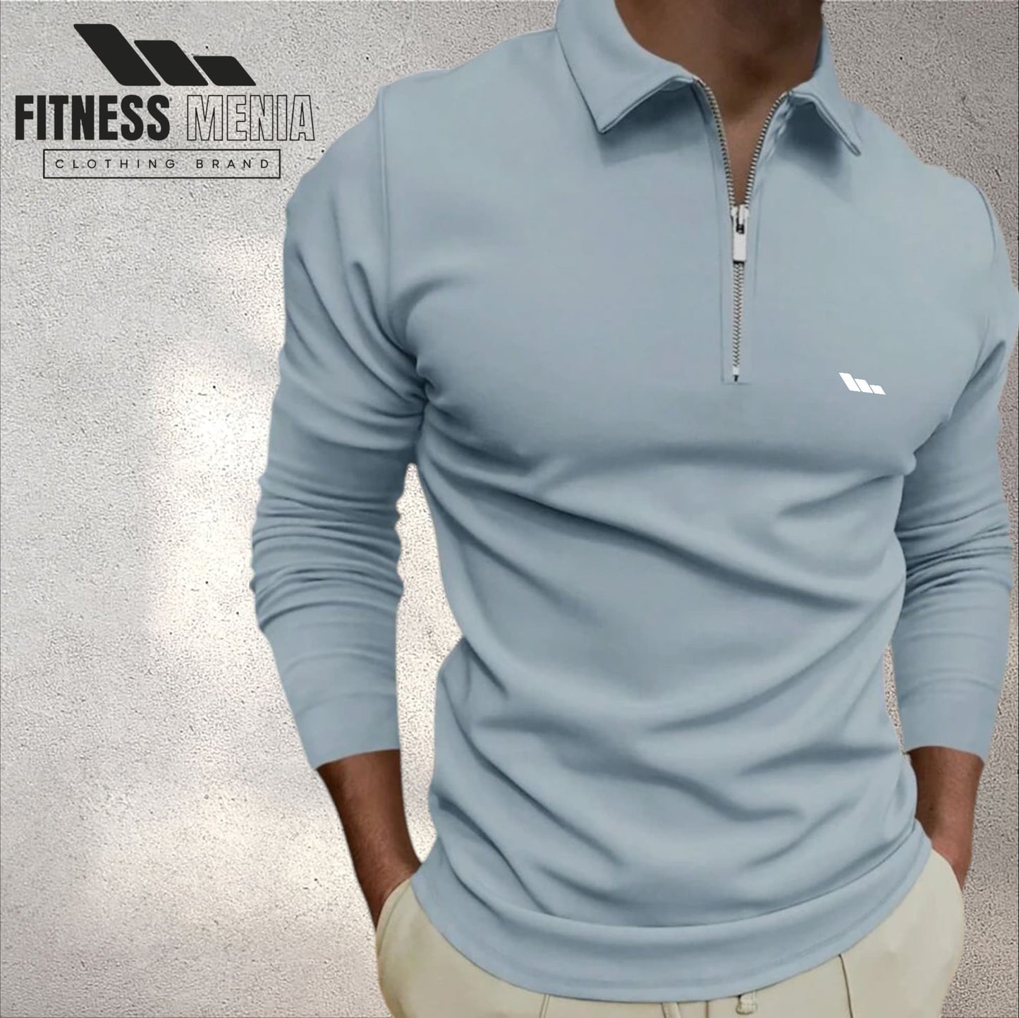 Sky Blue Long Sleeve Polo Shirt