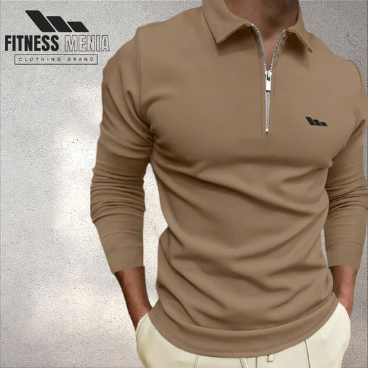 Light Brown Long Sleeve Polo Shirt