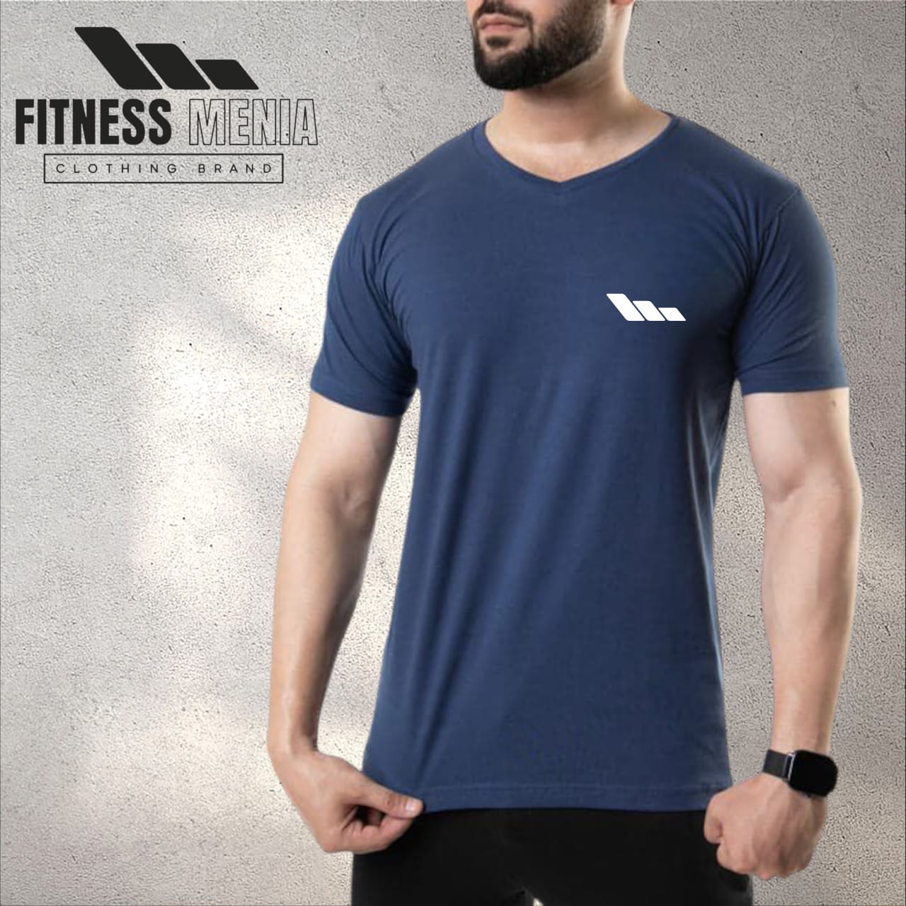 Powder Blue V-Neck Cotton Lycra T-Shirt with 4-Way Stretch