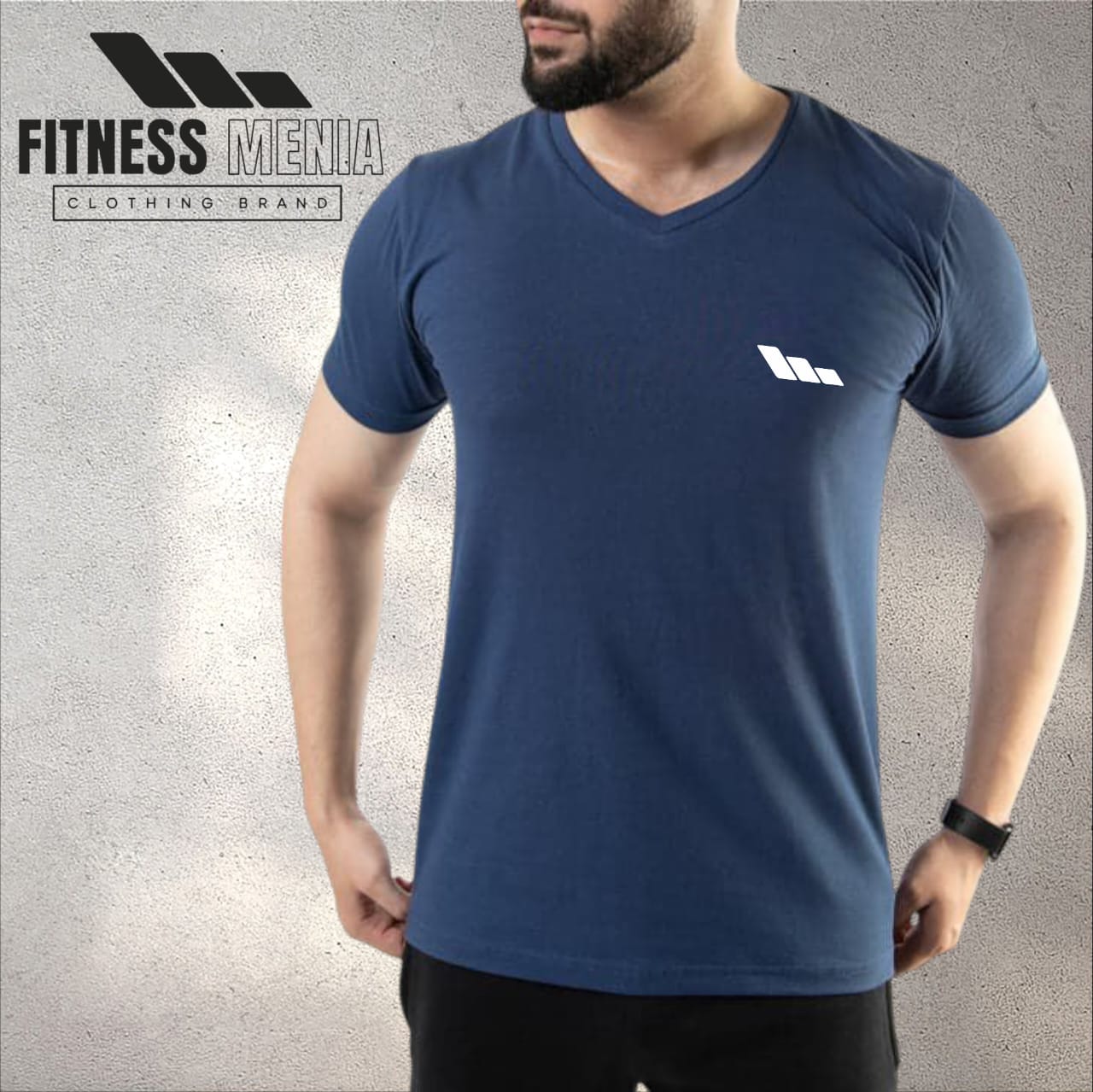 Powder Blue V-Neck Cotton Lycra T-Shirt with 4-Way Stretch