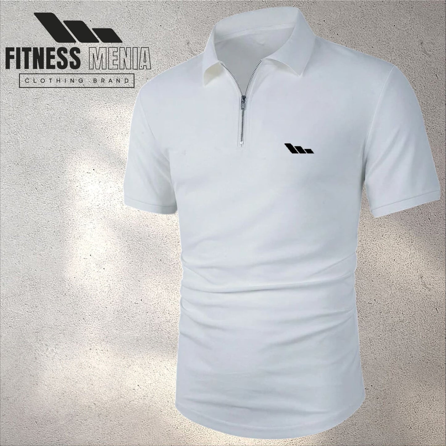 White Zipper Polo Shirt