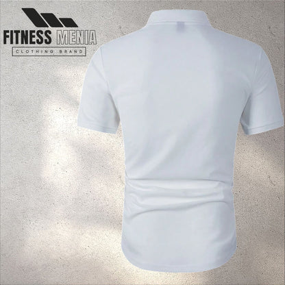 White Zipper Polo Shirt