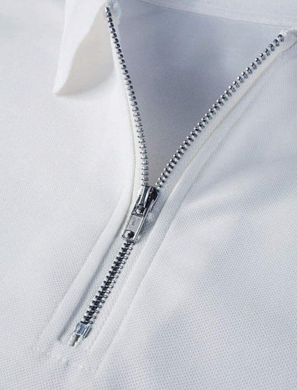 White Zipper Polo Shirt