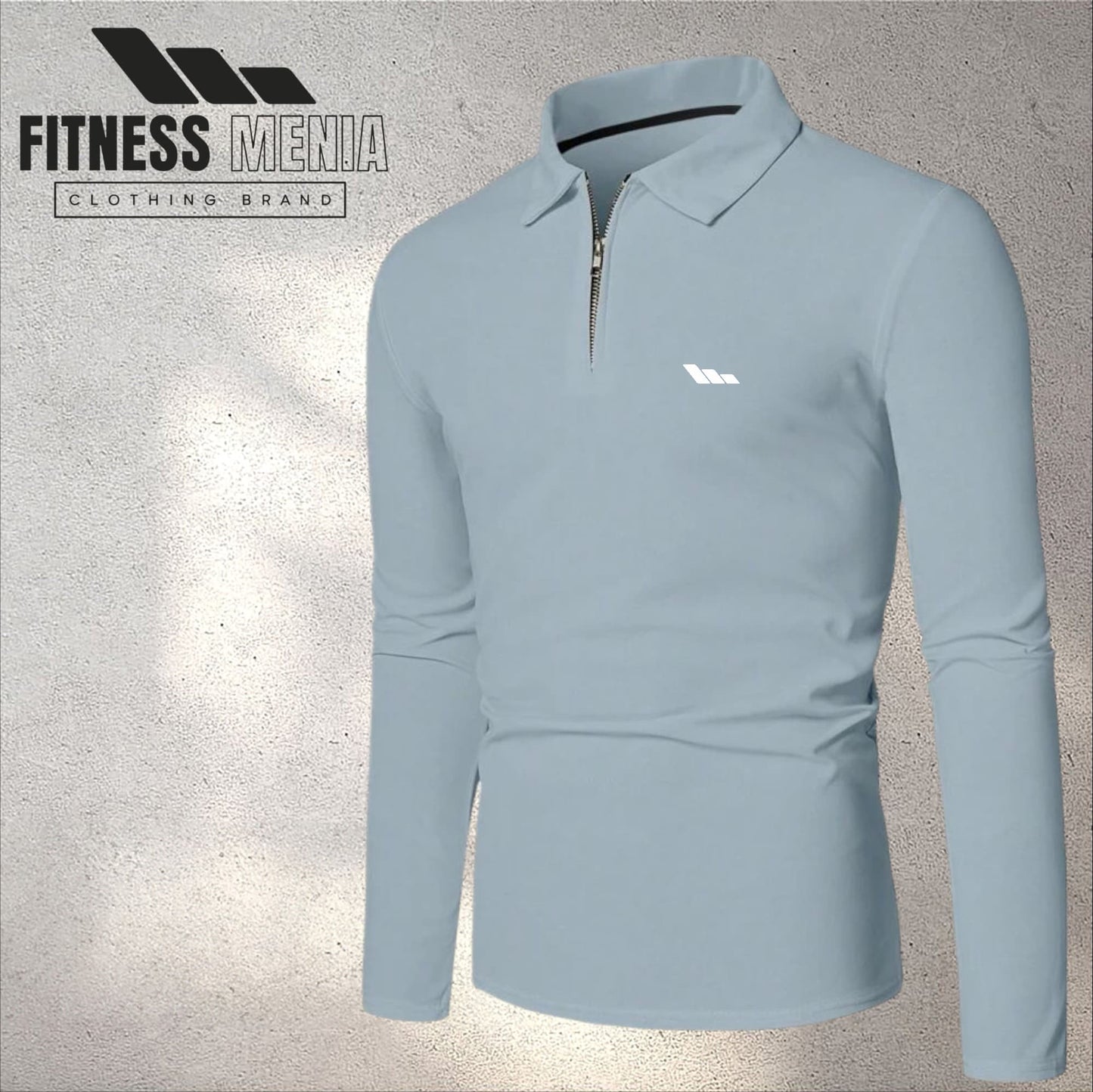 Sky Blue Long Sleeve Polo Shirt