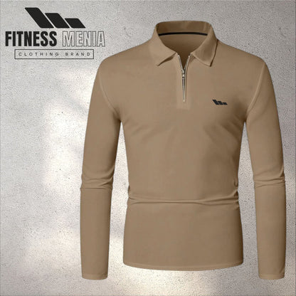 Light Brown Long Sleeve Polo Shirt