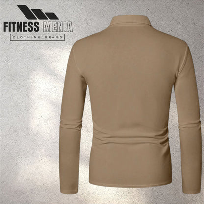 Light Brown Long Sleeve Polo Shirt