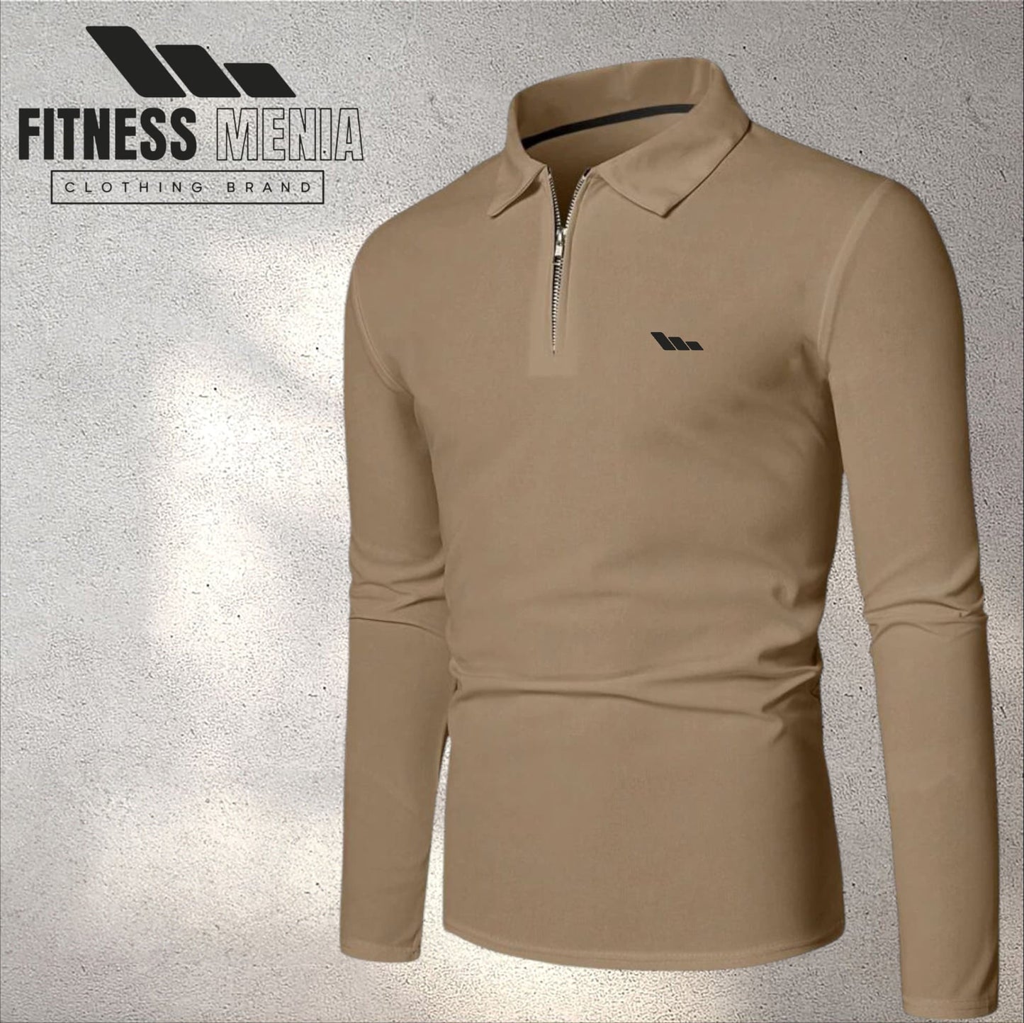 Light Brown Long Sleeve Polo Shirt