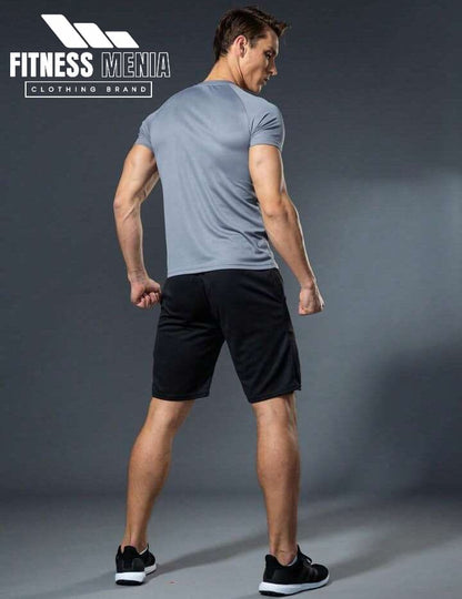 Grey and Black Training Tee & Shorts Set